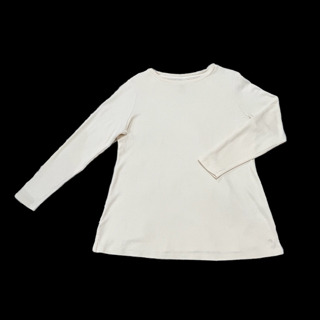 Isaac Mizrahi Live Essentials Long Sleeve Top Ivory Large